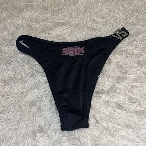 Victoria’s Secret Black Bikini Bottom & Brand Logo in Silver (Size: S)